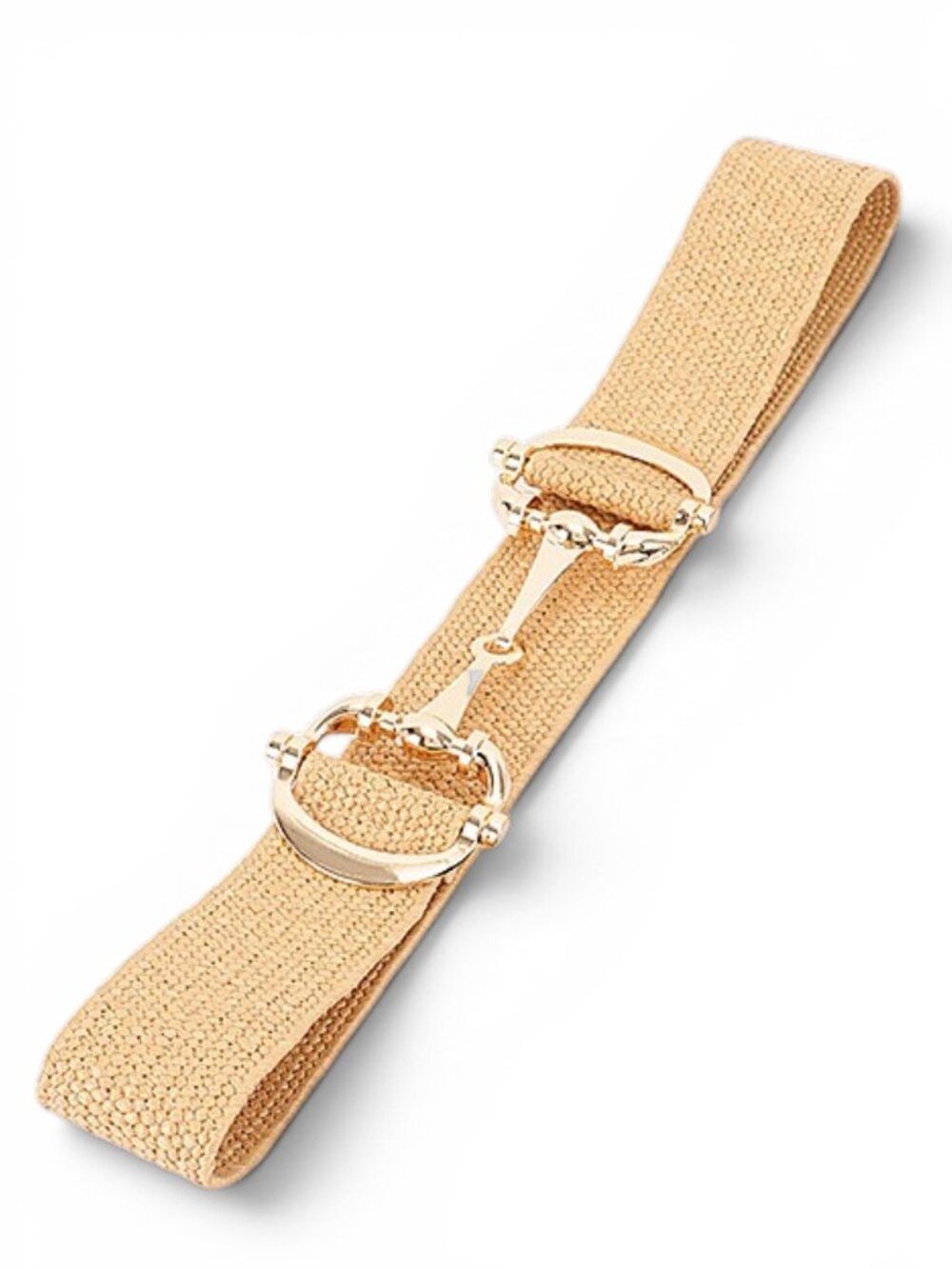 BNWT Brand New Iconic Horse Bit Buckle Faux Straw Fashion Elastic Stretch Belt